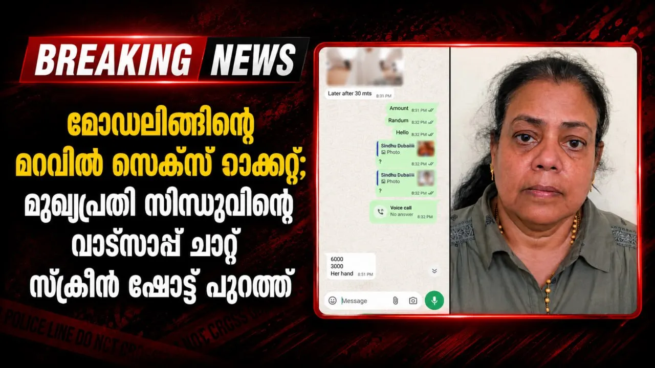 മോഡലിങ്ങിൻ്റെ മറവിൽ സെക്സ്റാക്കറ്റ്; മുഖ്യപ്രതി സിന്ധുവിന്റെ വാട്‌സാപ്പ് ചാറ്റ് സ്‌ക്രീൻ ഷോട്ട് പുറത്ത്