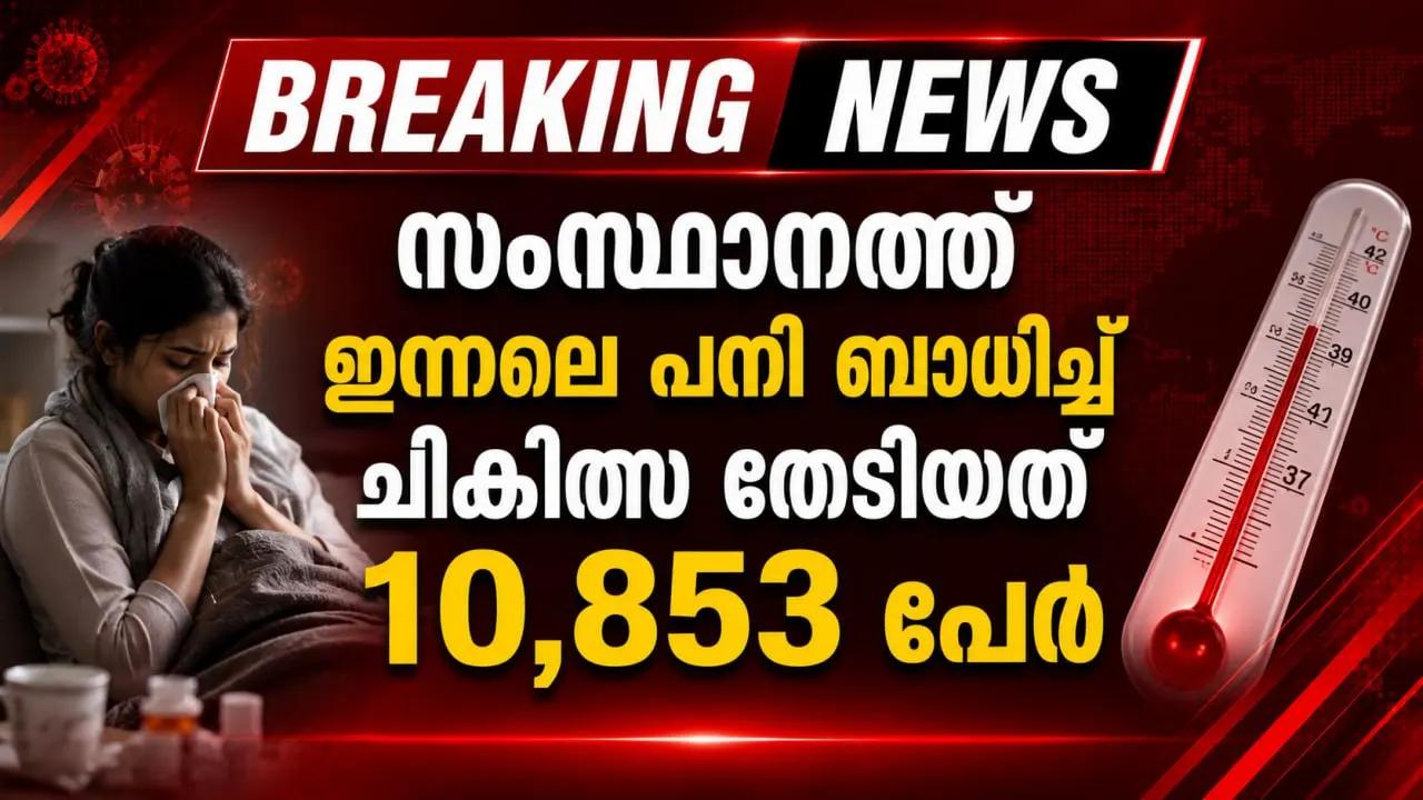 സംസ്ഥാനത്ത് ഇന്നലെ പനി ബാധിച്ച് ചികിത്സ തേടിയത് 10,853 പേര്