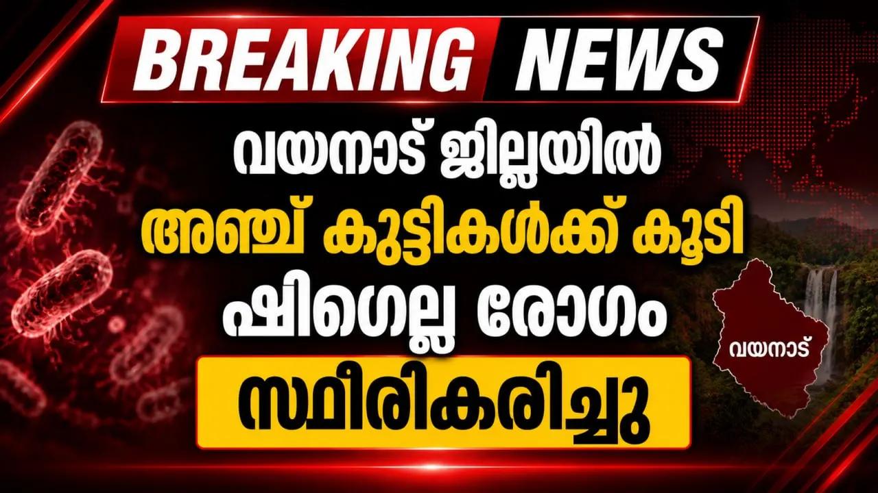 വയനാട് ജില്ലയിൽ അഞ്ച് കുട്ടികൾക്ക് കൂടി ഷിഗെല്ല രോഗം സ്ഥിരീകരിച്ചു