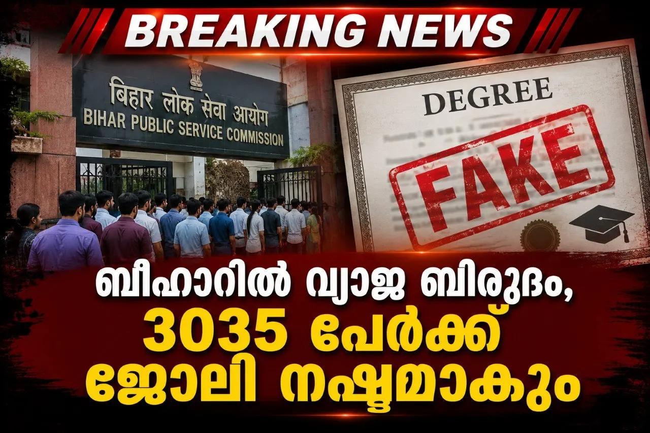 ബീഹാറിൽ വ്യാജ ബിരുദം, 3035 പേർക്ക് ജോലി നഷ്ടമാകും