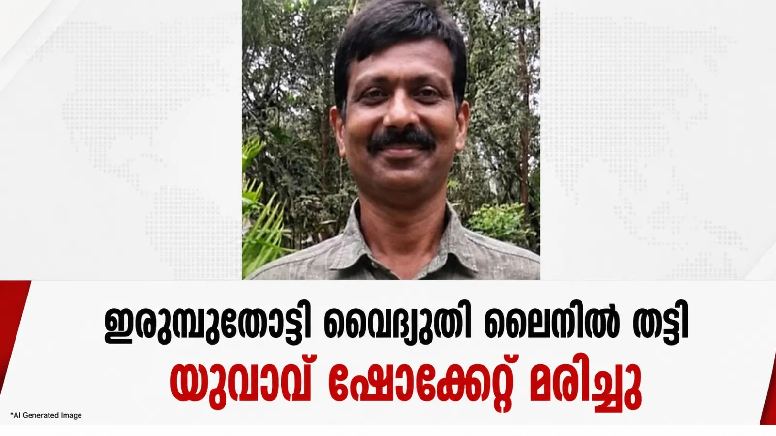ഇരുമ്പുതോട്ടി വൈദ്യുതി ലൈനില് തട്ടി യുവാവ് ഷോക്കേറ്റ് മരിച്ചു