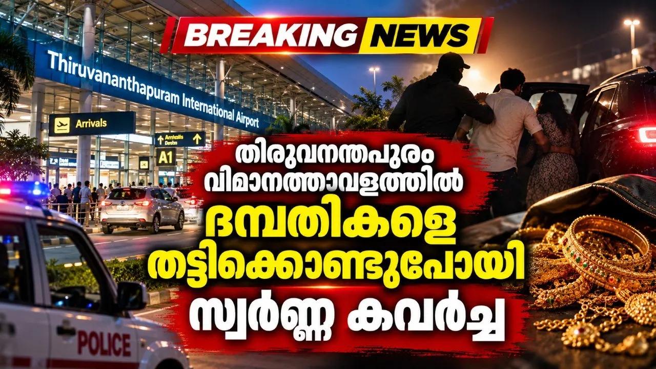 തിരുവനന്തപുരം വിമാനത്താവളത്തില് ദമ്പതികളെ തട്ടിക്കൊണ്ടു പോയി സ്വർണ്ണ കവര്ച്ച