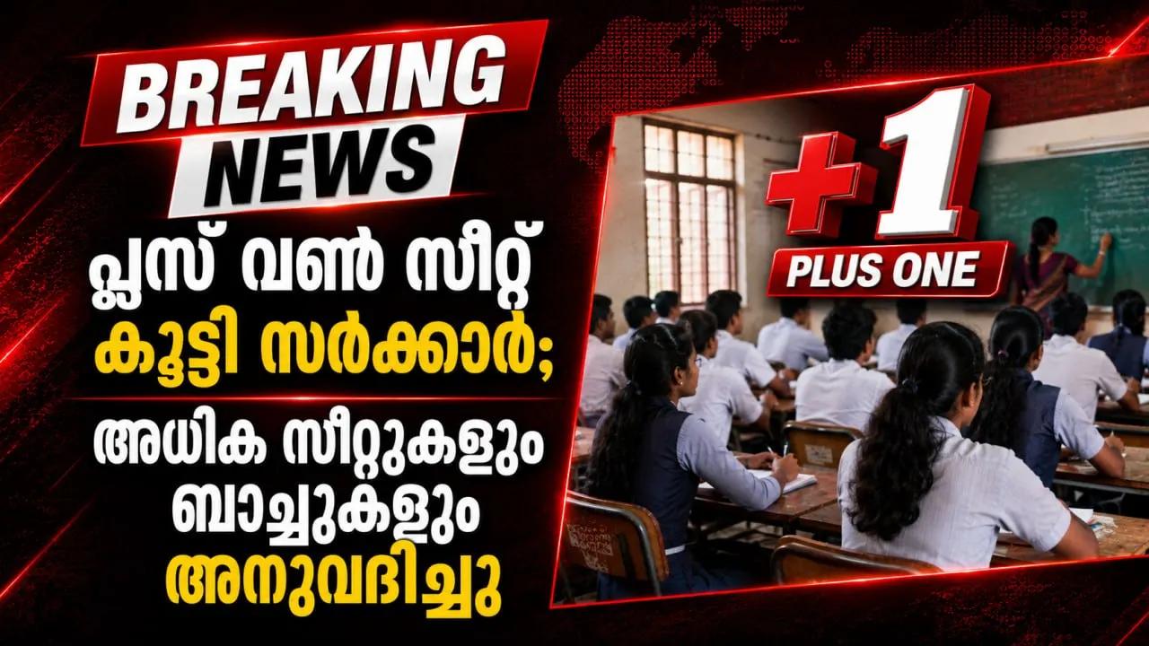 പ്ലസ് വണ് സീറ്റ് കൂട്ടി സര്ക്കാര്; അധിക സീറ്റുകളും ബാച്ചുകളും അനുവദിച്ചു